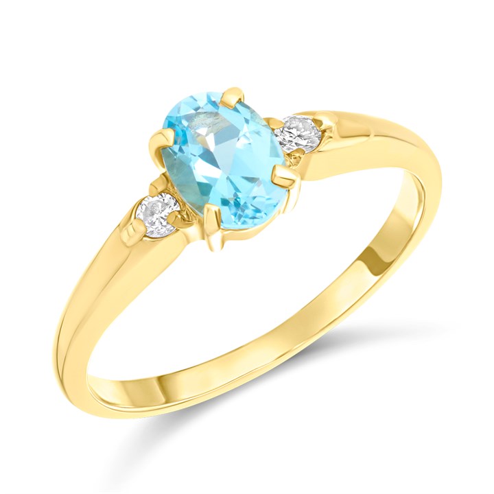 9ct Blue Topaz And Diamond Ring - D83001