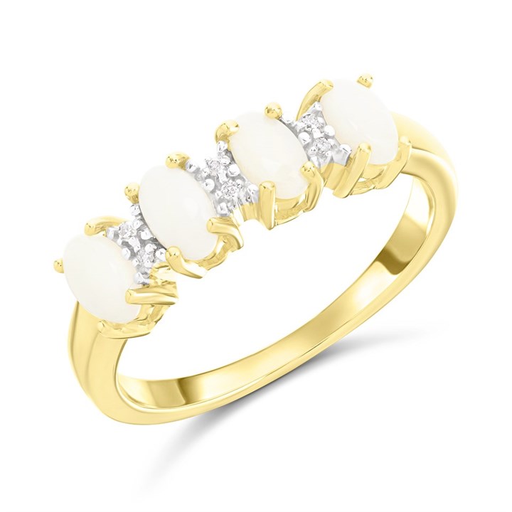 9ct Gold Opal And Diamond Ring - D8324