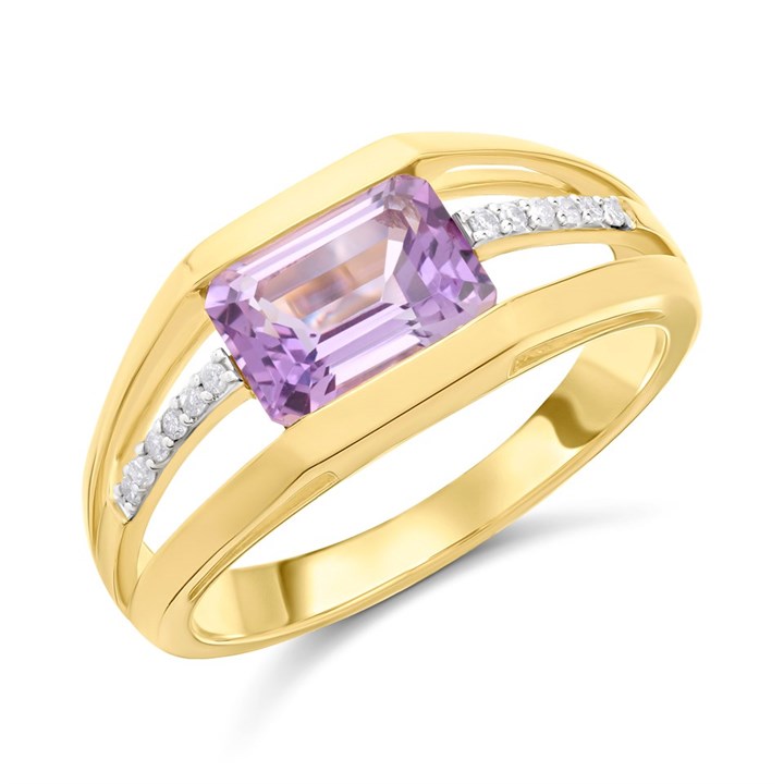 9ct Amethyst And Diamond Ring - D8331