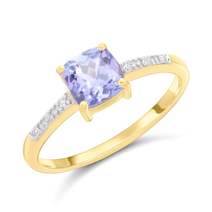 9ct Cushion Tanzanite And Diamond Ring - D8332