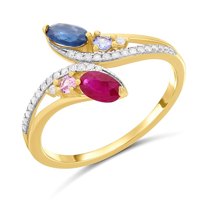 9ct Diamond And Oval Multi-Stone Snake Ring - D84105