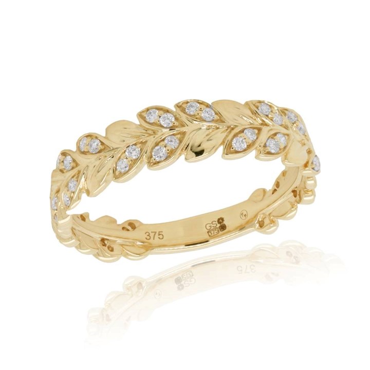 9ct Gold Diamond Leaf Ring - 24pts - D87004