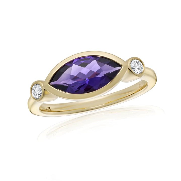 9ct Gold Amethyst And Diamond Ring - 14pts - D87008