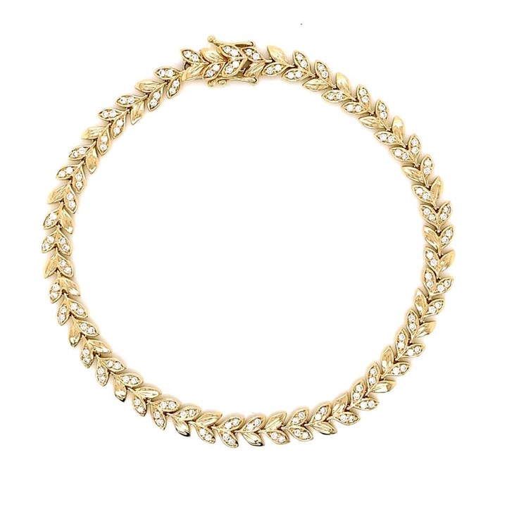 9ct Gold Diamond Leaf Bracelet - 84pts - D87015