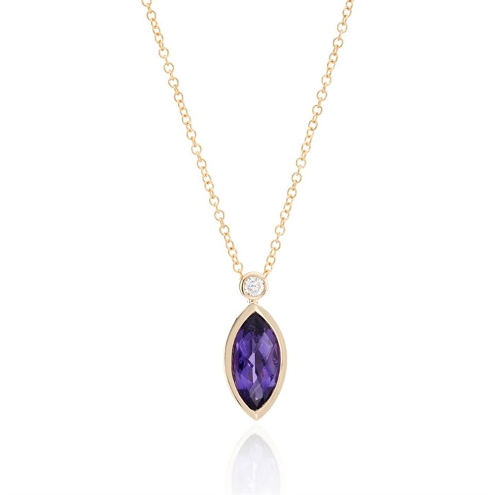 9ct Gold Amethyst And Diamond Necklace - 18pts - D87019