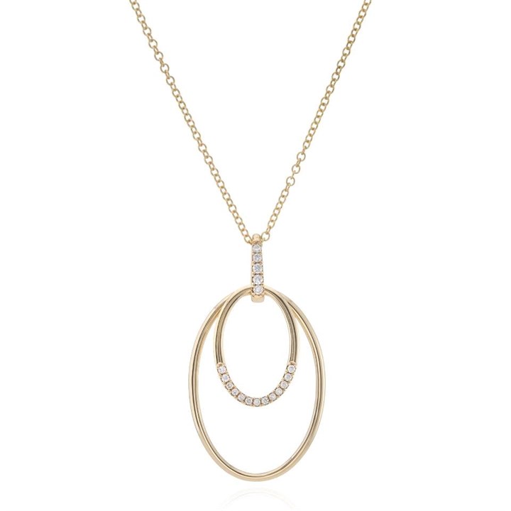 9ct Gold Diamond Open Oval Necklace - 12pts - D87021