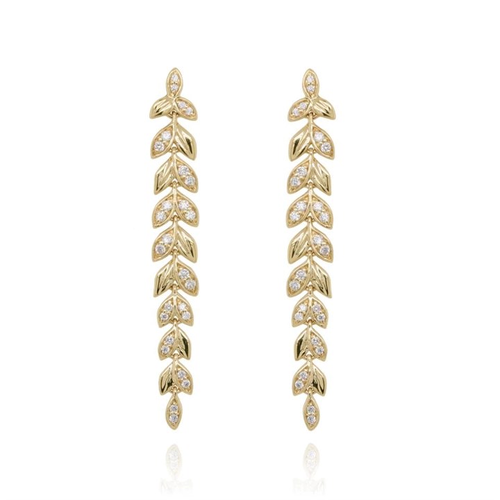 9ct Gold Diamond Leaf Drop Earrings - 1/4ct per pair - D87031