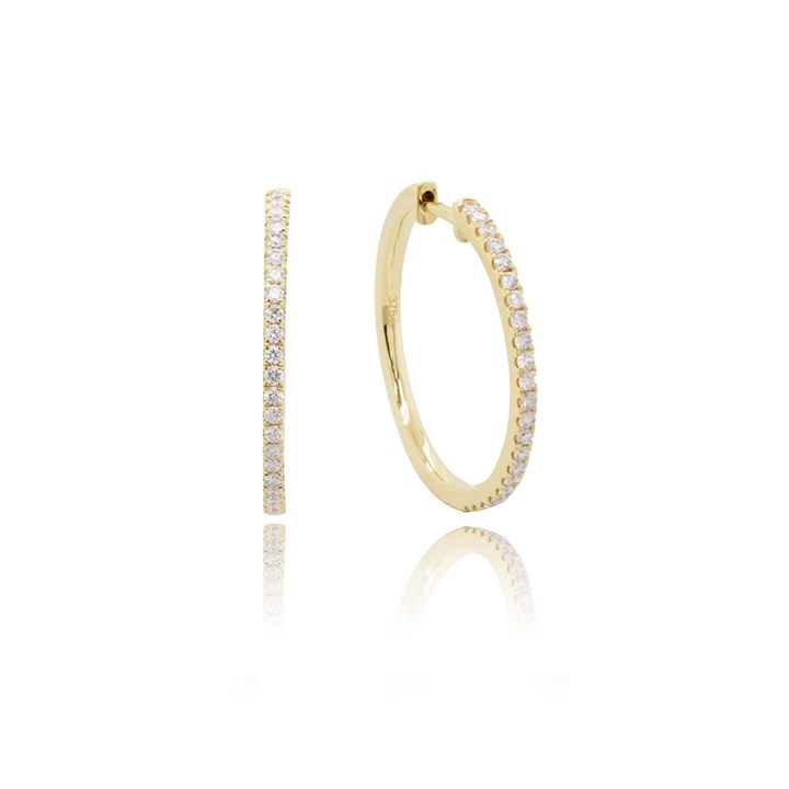 9ct Gold Diamond Hoop Earrings - 22pts per pair - D87035