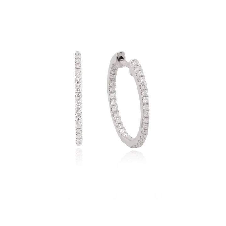 9ct White Gold Diamond Hoop Earrings - 40pts per pair - D87036