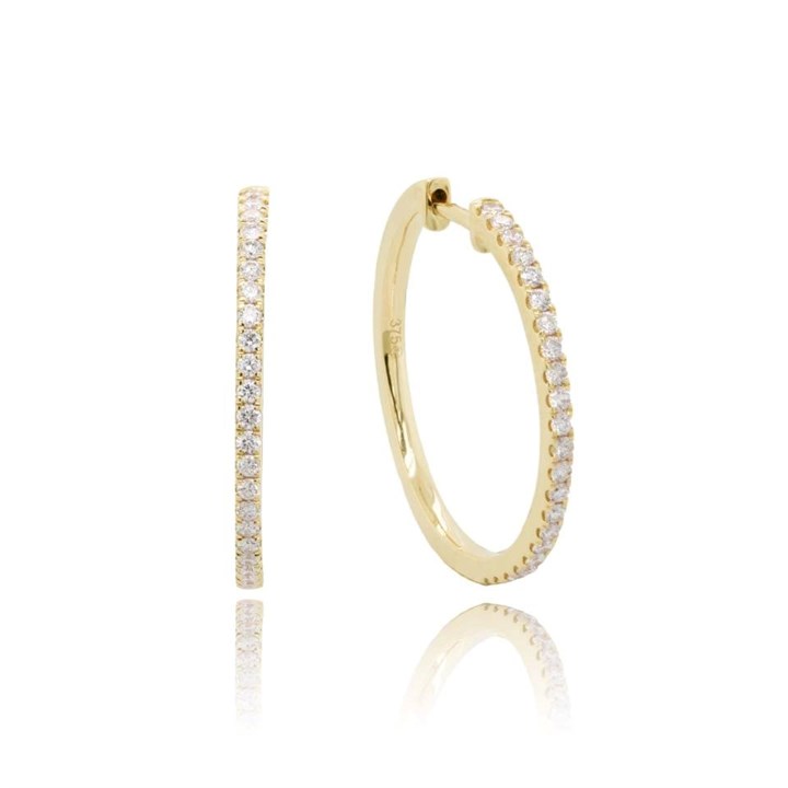 9ct Gold Diamond Hoop Earrings - 45pts per pair - D87037