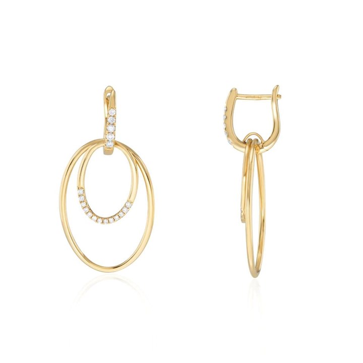 9ct Gold Diamond Oval Drop Earrings - 20pts per pair - D87043