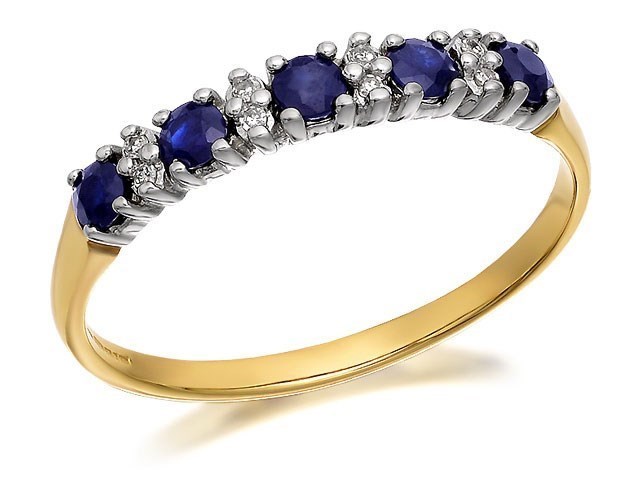 9ct Gold Diamond And Sapphire Ring - 8pts - D8893