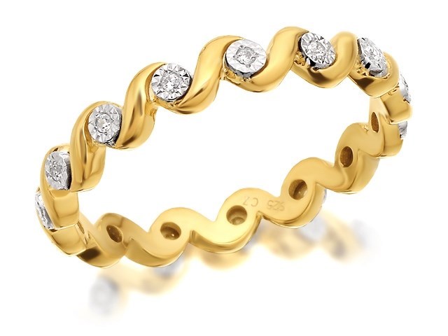 9ct Gold Diamond Wave Full Eternity Ring - 10pts - D89049