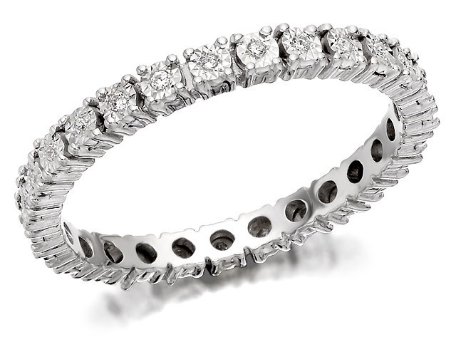 9ct White Gold Diamond Full Eternity Ring - 12pts - D89096