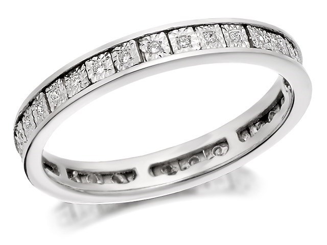 9ct White Gold Diamond Full Eternity Ring - 10pts - D89098