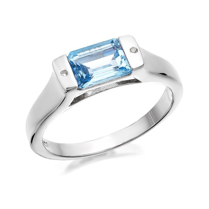 My Diamonds Silver Blue Topaz And Diamond Ring - D90102