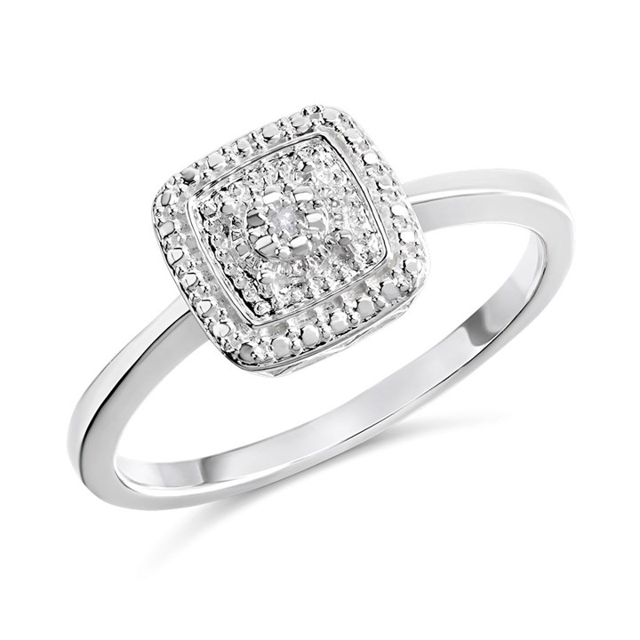 My Diamonds Silver Diamond Cushion Cluster Ring - D90136