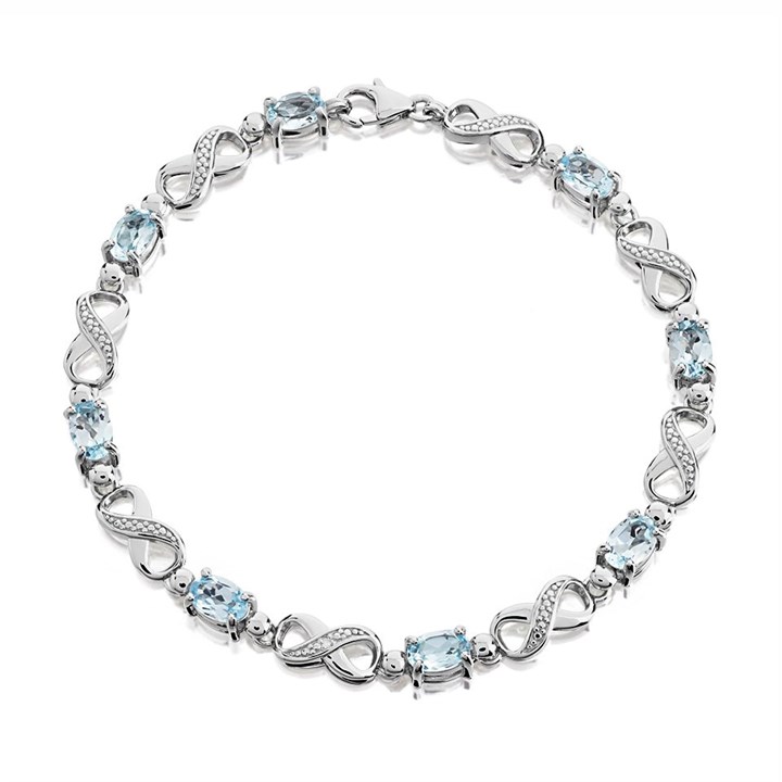 My Diamonds Silver Blue Topaz And Diamond Bracelet - D90139