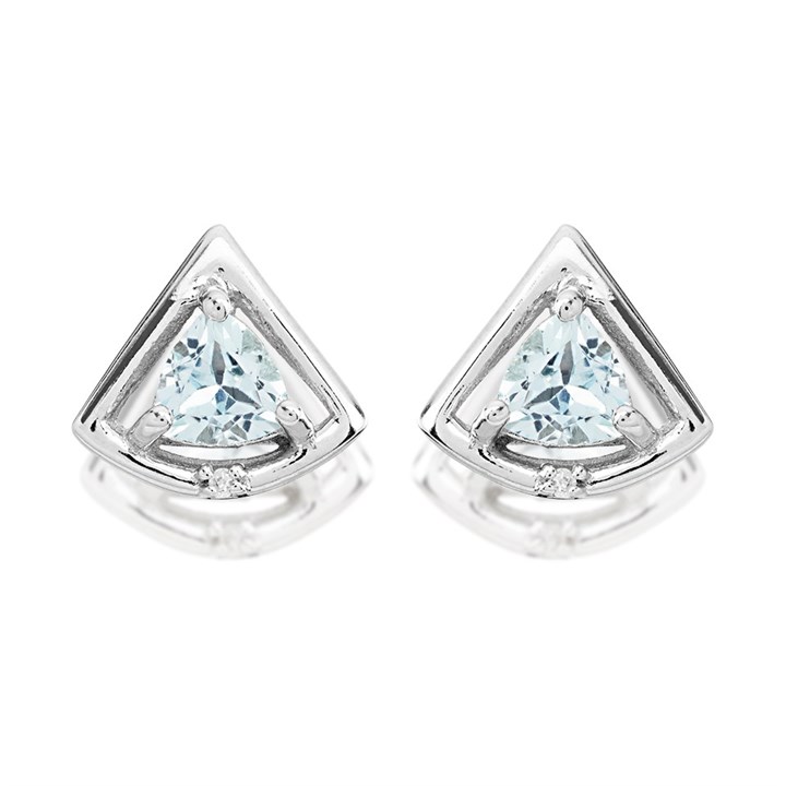 My Diamonds Silver Blue Topaz And Diamond Stud Earrings - D90140