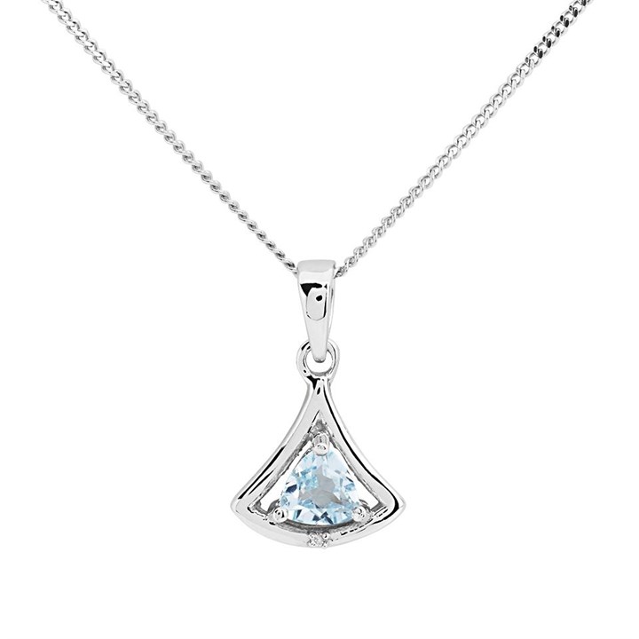 My Diamonds Silver Blue Topaz And Diamond Fan Necklace - D90141