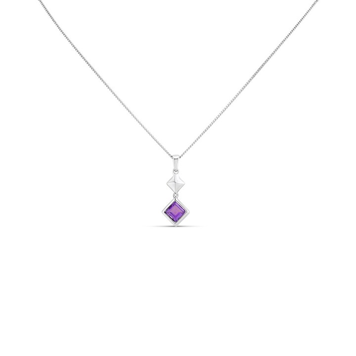 My Diamonds Silver Amethyst And Diamond Necklace - D90144