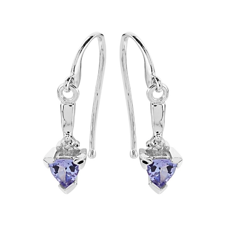 My Diamonds Silver Tanzanite And Diamond Hook Wire Earrings - D90146