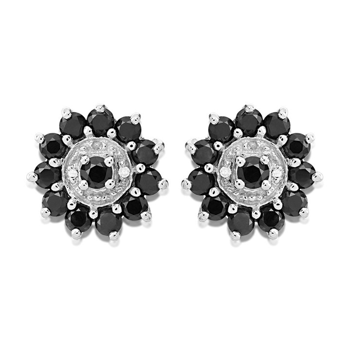 My Diamonds Silver Sapphire And Diamond Pinwheel Stud Earrings - D90152