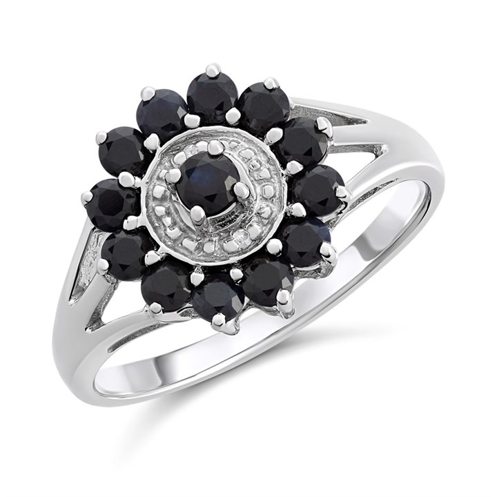 My Diamonds Silver Sapphire And Diamond Pinwheel Ring - D90153
