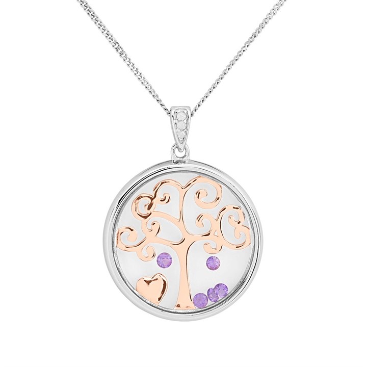 My Diamonds Silver Amethyst And Diamond Tree Of Life Necklace - D90156