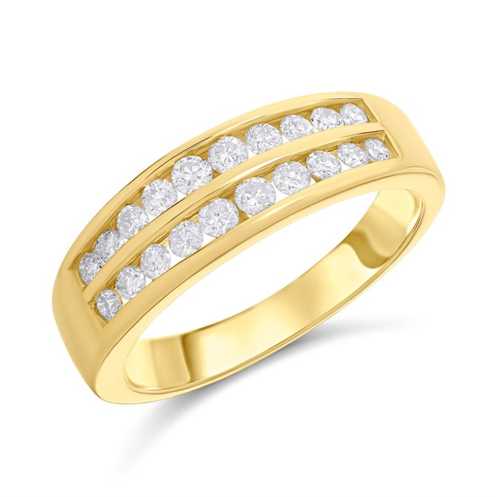 9ct Channel-Set 2-Row Diamond Half-Eternity Ring, 1/2ct - D92100