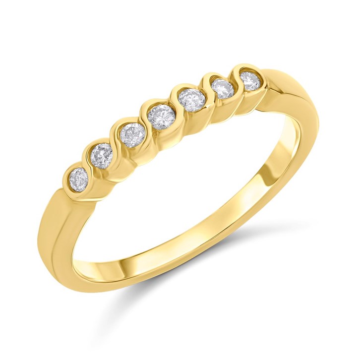 9ct Seven Stone Diamond Wave Half Eternity Ring, 15pts - D92102