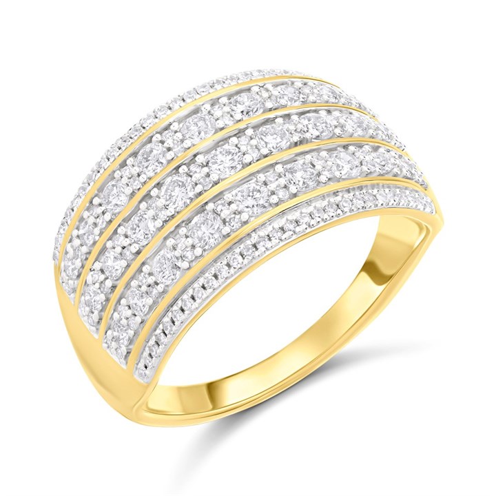 9ct Five Row Diamond Band Ring, 3/4ct - D92108