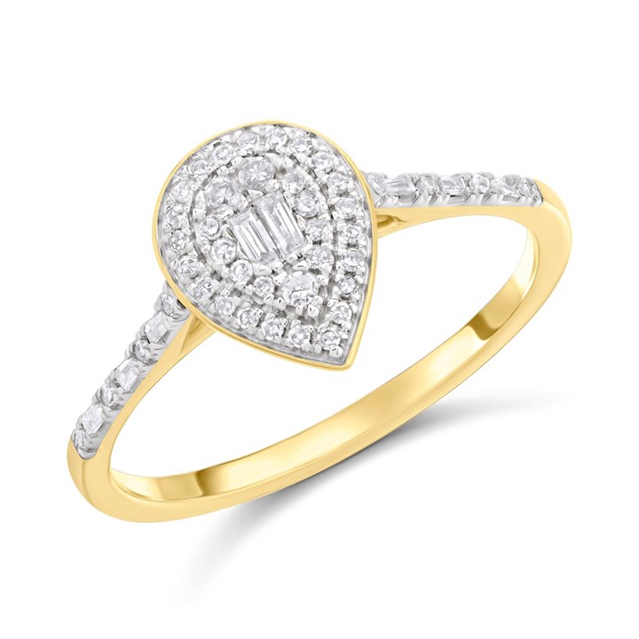 9ct Pear-Shaped Diamond Cluster Ring - D92111