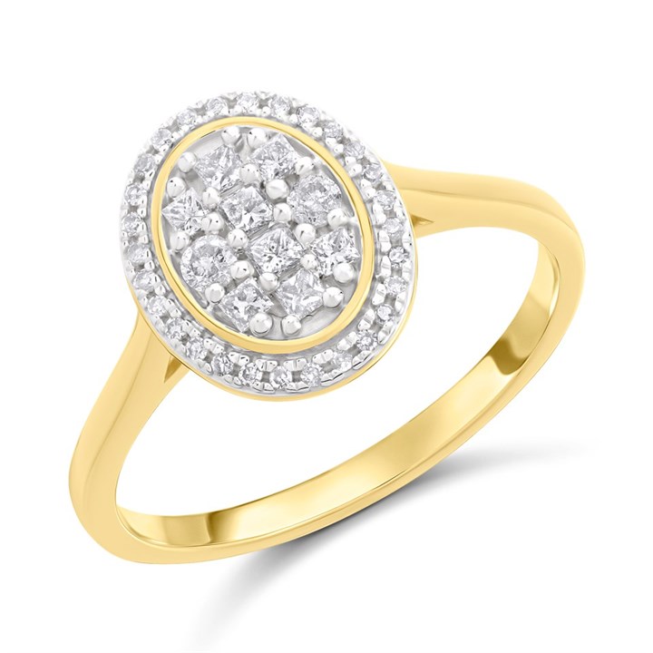 9ct Oval Diamond Cluster Ring, 1/4ct - D92113