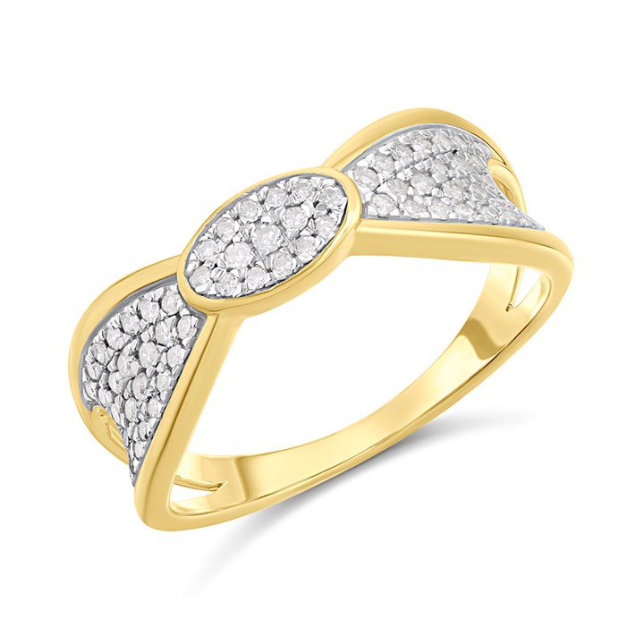 9ct Gold Bow-Like Diamond Cluster Ring, 1/4ct - D92122