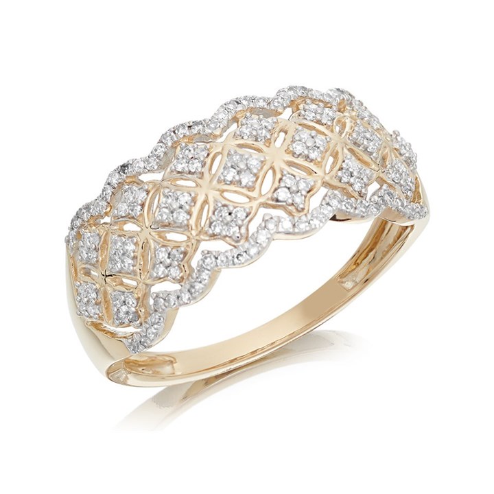 9ct Gold Diamond Band Ring - 1/4ct - D9272