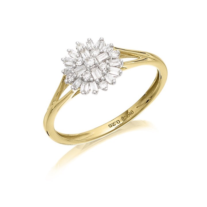 9ct Gold Diamond Cluster Ring - 1/4ct - D9283