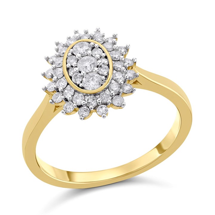9ct Gold Diamond Cluster Ring - 1/2ct - D9290
