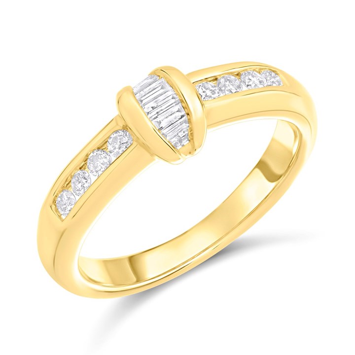 9ct Baguette-Cut Diamond Ring With Channel-Set Shoulders, 1/3ct - D9328