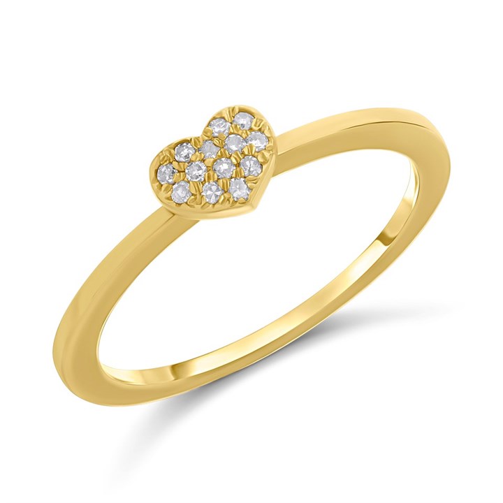 9ct Pave-Set Diamond Heart Cluster Ring - D9331