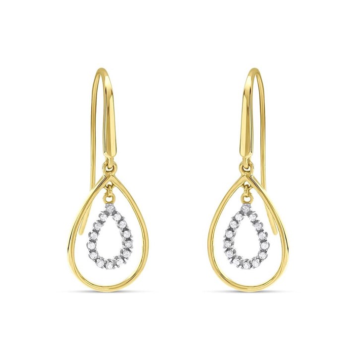 9ct Gold Diamond Open Tear Drop Earrings - 10pts per pair - D94100