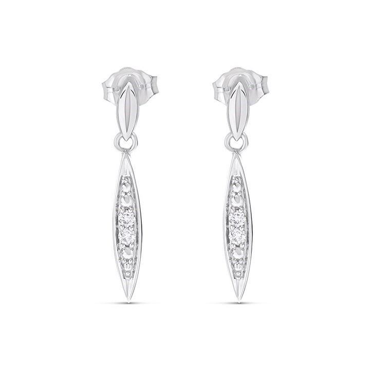 9ct White Gold Diamond Drop Earrings - 10pts per pair - D94104