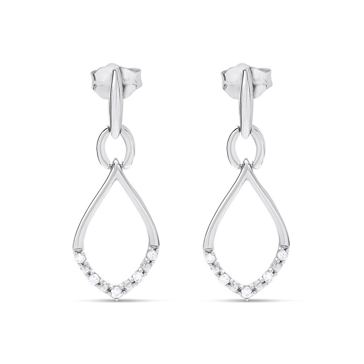 9ct White Gold Diamond Open Teardrop Earrings - 10pts per pair - D94105
