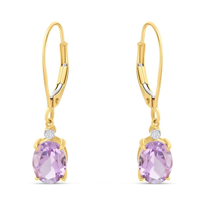 9ct Amethyst And Diamond Drop Earrings - D94122