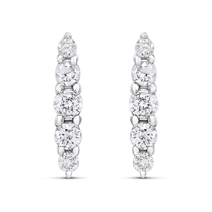 9ct Gold Fancy Diamond Bar Earrings, 20pts/pr - D94173