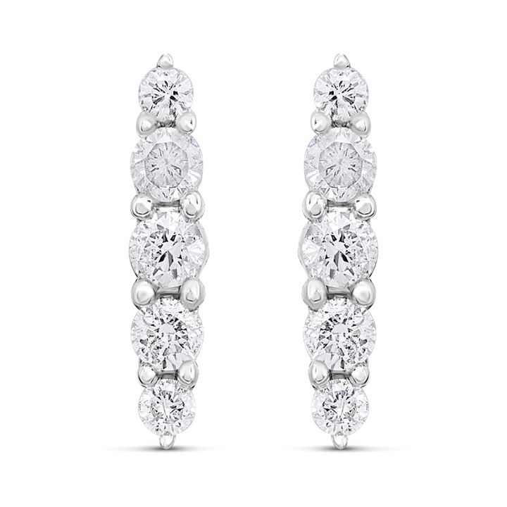 9ct White Gold Fancy Diamond Bar Earrings, 20pts/pr - D94174