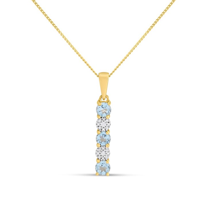 9ct Gold Blue Topaz And Diamond Necklace - D95130