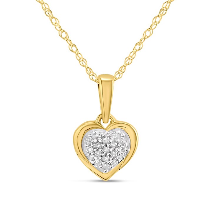 9ct Heart Shaped Diamond Cluster Necklace - D95161