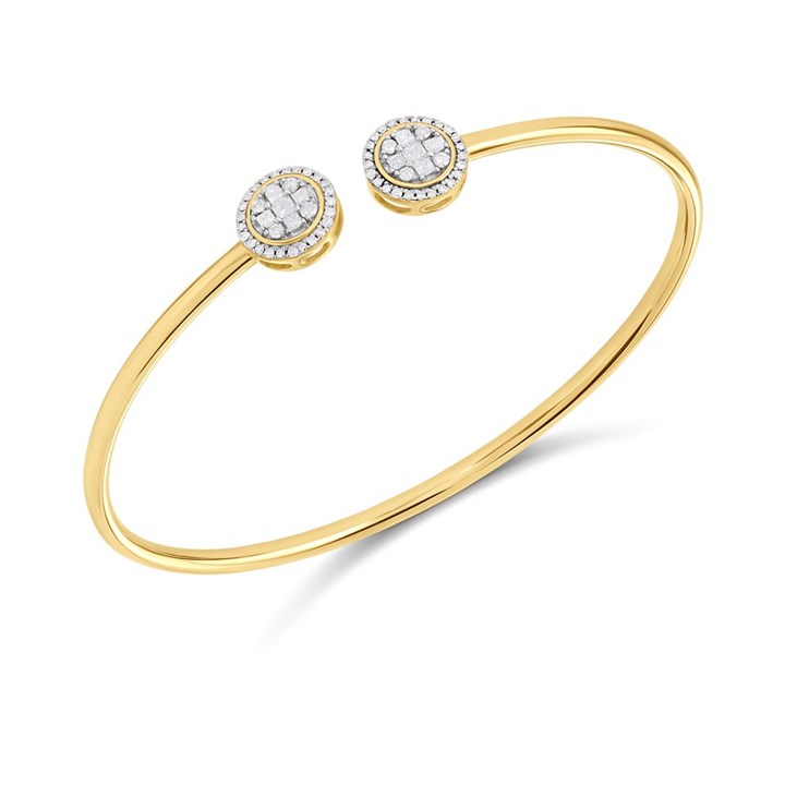 9ct Gold Diamond-Set Torc Bangle, 1/2ct - D95166