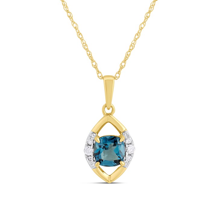 9ct Blue Topaz And Diamond Necklace - D95208